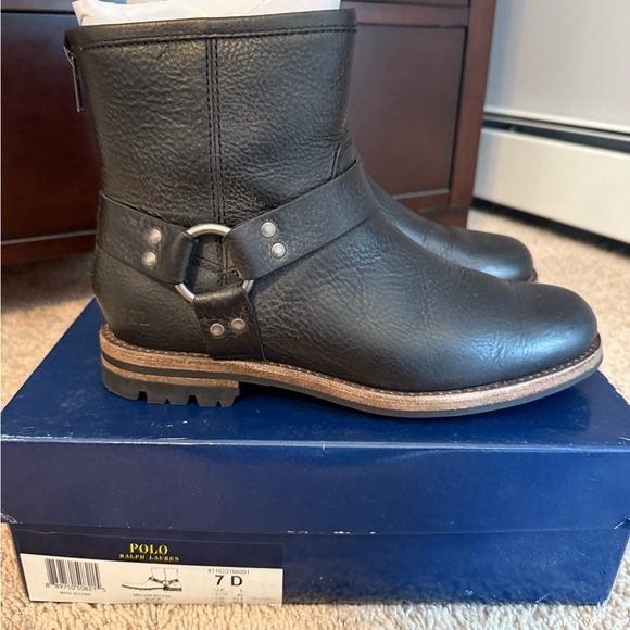 Polo by Ralph Lauren Dark Leather Men's Boots - Picture 1 of 4
